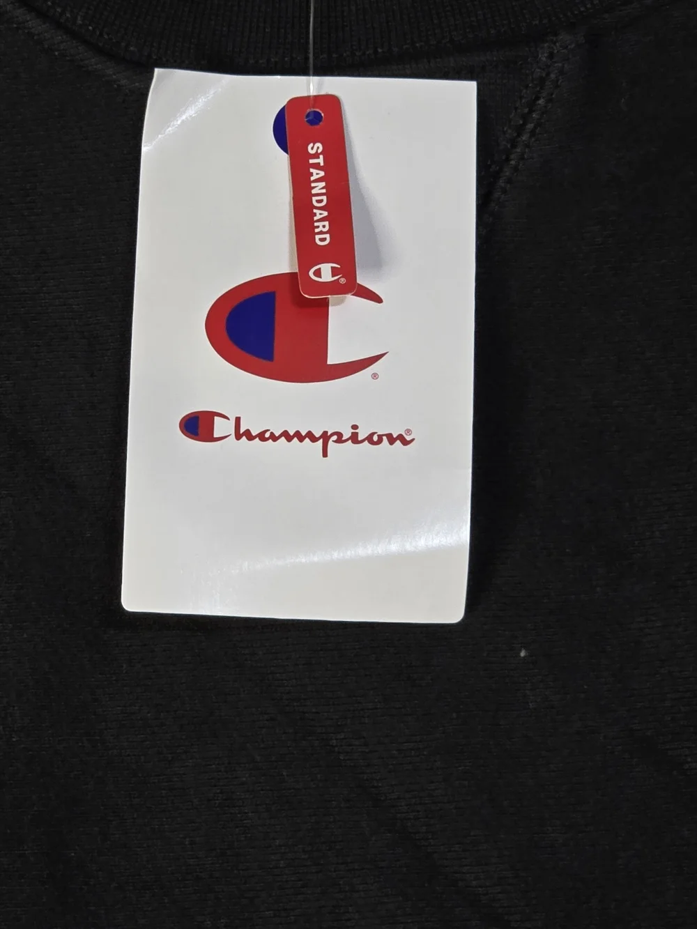 Champion Men's Black Crewneck Sweatshirt with White Logo